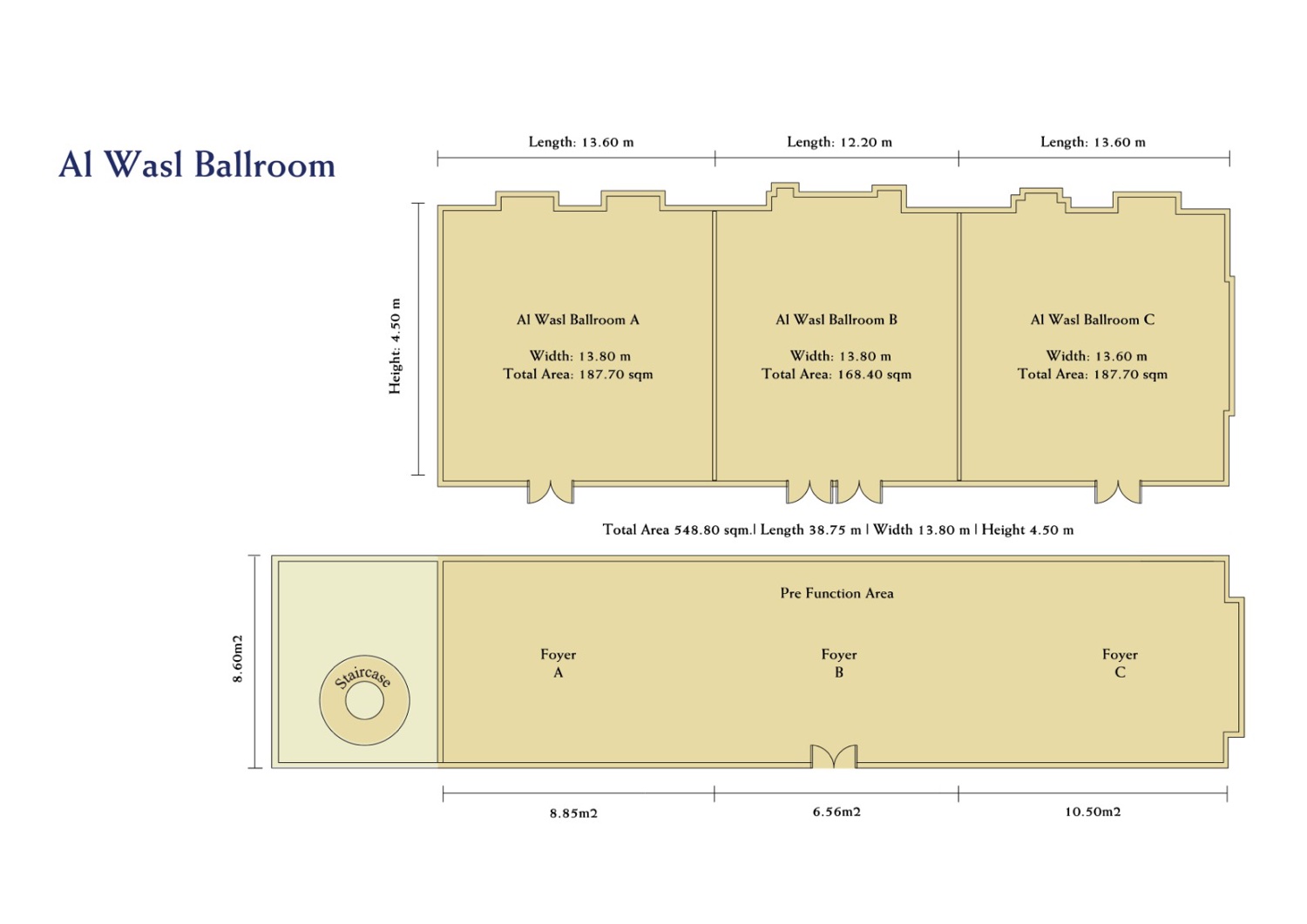 Al Wasl Ballroom floor plan, Dusit Thani Dubai